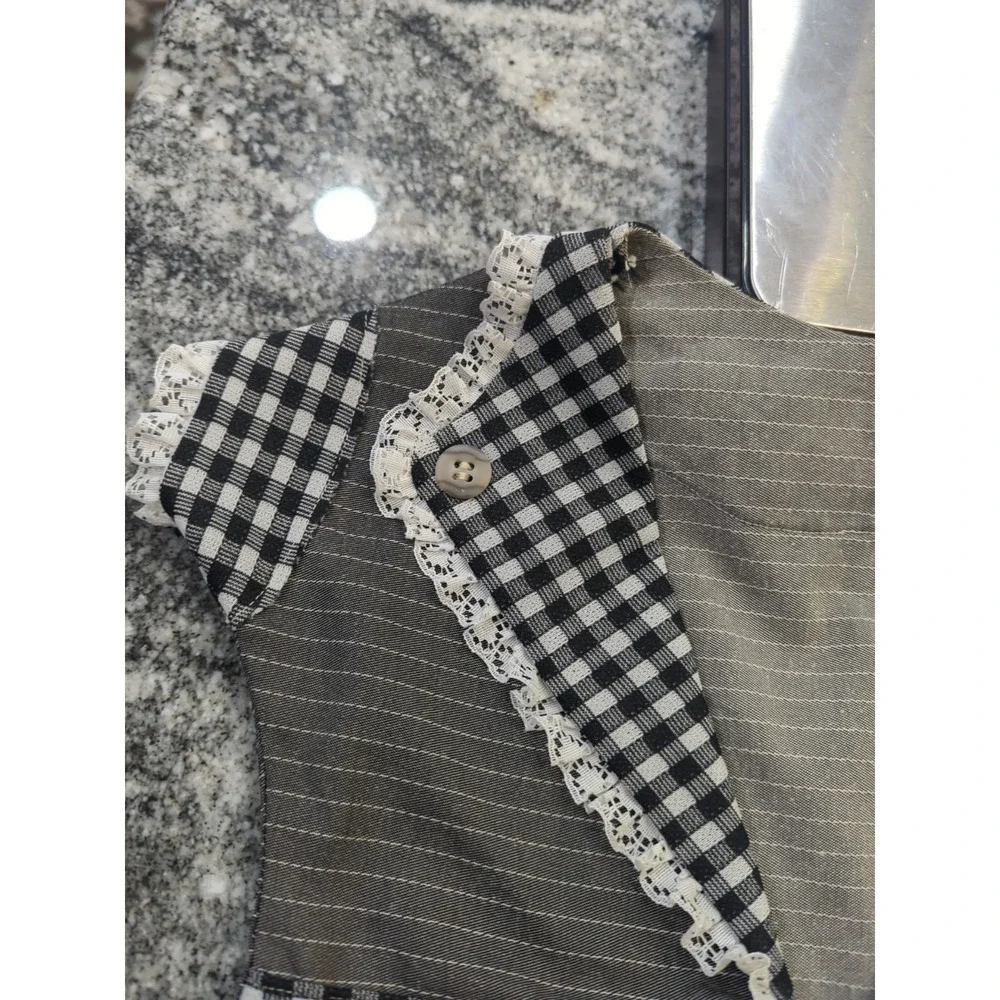Vintage Handmade Child's Dress CLOTHES PIN BAG Holder Hanger Black White